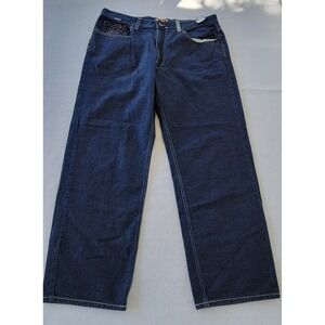 Enyce Men's Jeans  Baggy Wide Leg Embroidered Skater Relaxed Blue Size 40x34